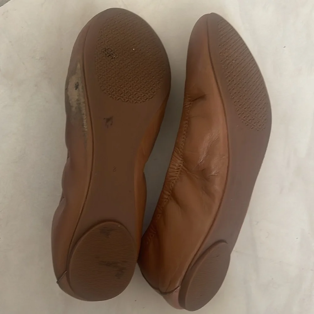 Tory Burch Eddie Ballet Flats Leather in Camel Size 8